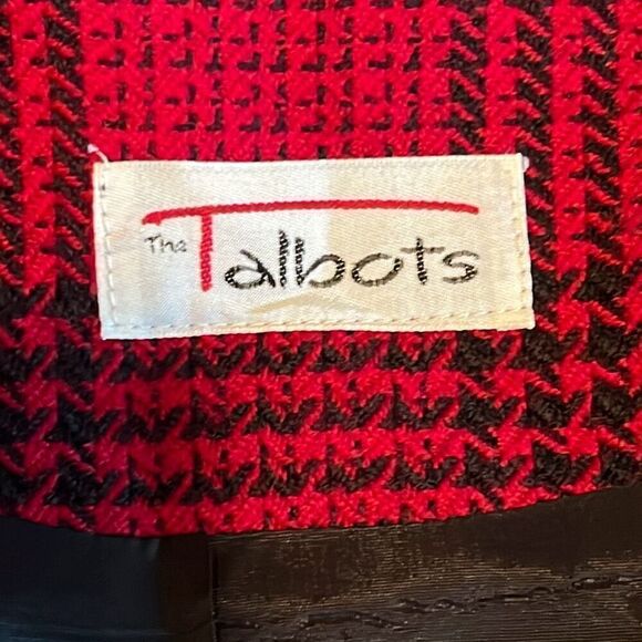 Talbots Women's Red Wool Plaid Square Neck Open Front Cropped Jacket Size 18 - Picture 10 of 12